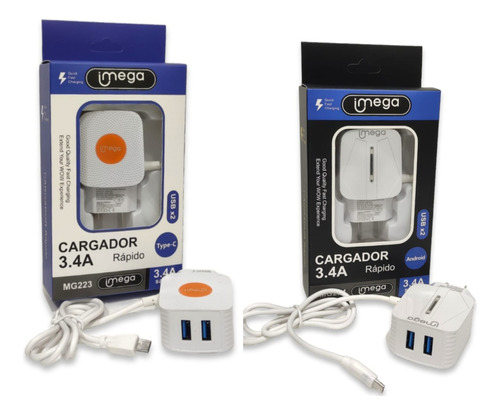 Cargador Usb V8 Y Tipo C Pack X 20 Unidades 