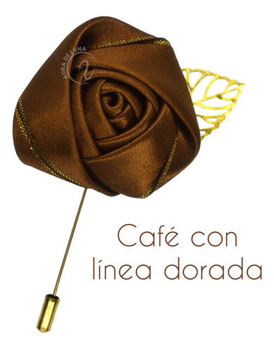 X10 Pza Broches Solapa Fistol Boda Novio Boutonniere Alfiler Café Con Línea Dorada Con Hoja
