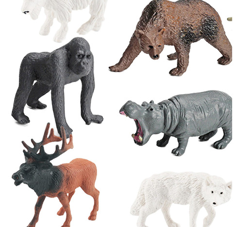 12x Figuritas De Animales Silvestres, Juego De Estilo D