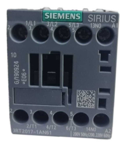 Contactor Siemens 12a 3rt2017-1an61 Bobina 220v Poliequipos