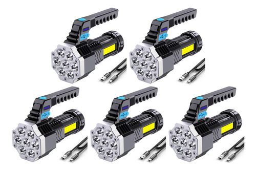 Linterna Portátil 7led+cob, Recargable Por Usb, Linterna De