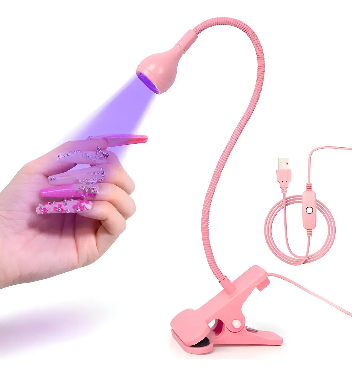 Lámpara UV LED Para Uñas Cuello De Cisne Con Clip USB Para Gel Y Uñas Acrílicas KEAN