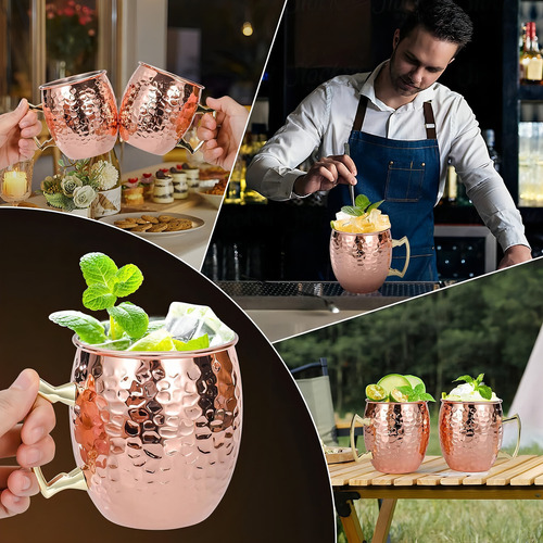 Set 4 Vasos Cobre Moscow Mule 600ml Premium Coctel Tragos
