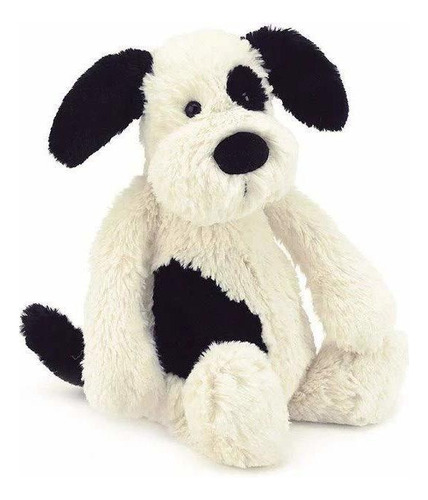 Muñeco De Peluche Cachorro Negro Y Crema Jellycat Bashful, N