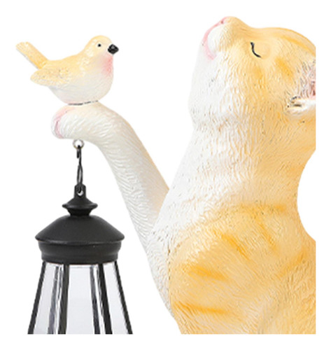 Estatua De Gato Con Luz Solar Para Jardín Al Aire Libre,