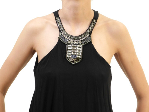 Blusa Studio F Tipo Razo, Aplicaciones En Pedreria Xs Escote