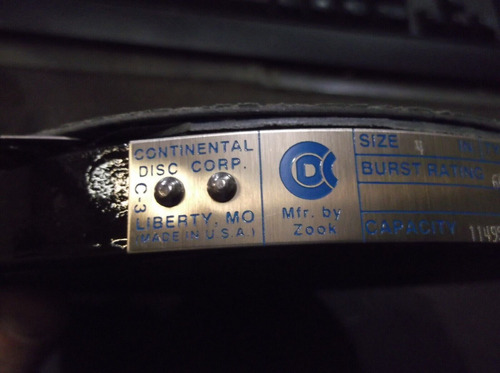 Continental Rupture Disc Size 4 60 Psig Burst Rating (8 Ddc