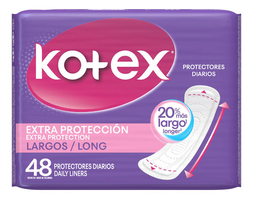 Protectores Kotex Largos Extra Protecc - Und a $225