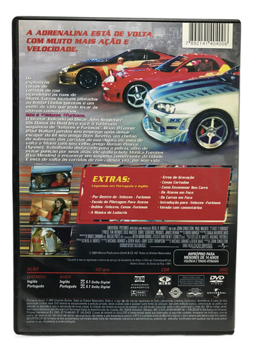 Dvd + Velozes + Furiosos - Original
