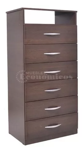 Cajonera / Chifonier / Comoda de 6 Cajones + Estante - Mueble Armado –  Muebles Económicos