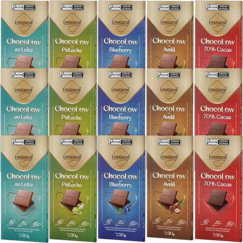 Chocolate Zero Açúcar 30g Sabores Variados Kit Com 15