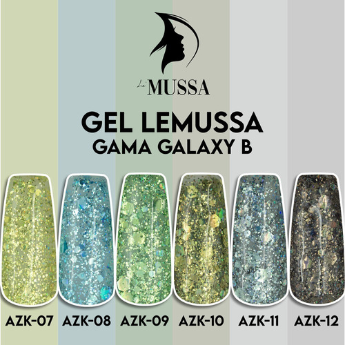 Gel Semipermanente Gama Galaxy 6 Piezas Marca Mussa Uñas