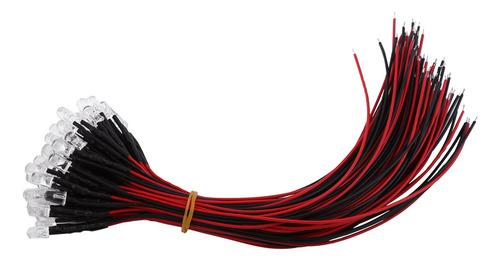 50 Diodos Led Precableados De 12 V, Color Blanco Y Rojo