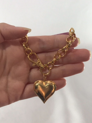 Corrente Pulseira Para Presente Dourada Coração Lindo Top