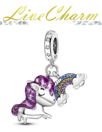 Charm Unicornio Rosa Plata Ley S925