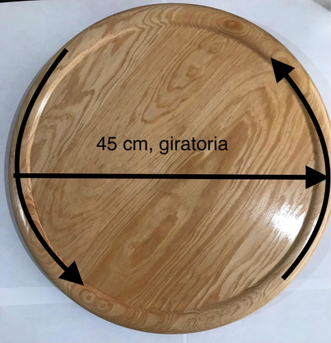 Tabla Giratoria De Madera Pino 45 Cm, Artesanal, Servicio