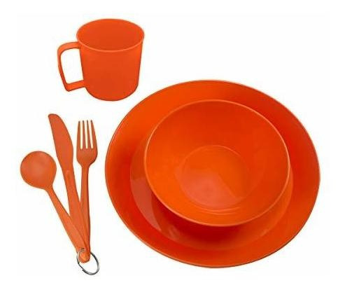 Vajilla De Plastico Resistente Ideal Para Camping Naranja