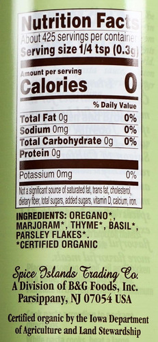 Spice Islands Condimento Italiano Orgánico Sin Sal Y Sin Glu
