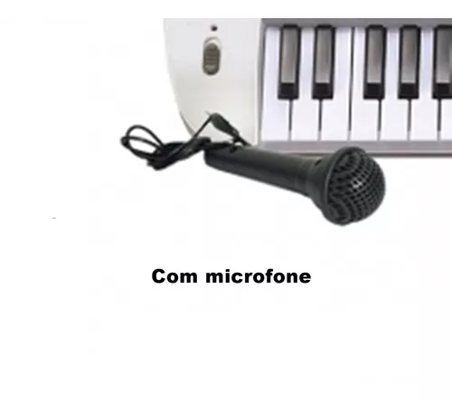 Teclado Musical E Microfone Brinquedo Infantil Branco Dmtoys