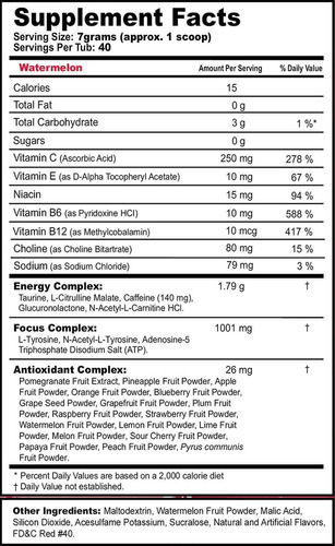 G Fuel Watermelon Elite Energy Powder, 9.8 Oz (40 Porciones)