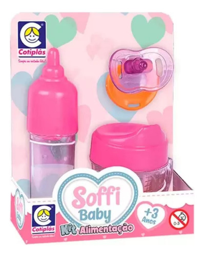 Brinquedo Infantil Cotiplás Soffy Babby Kit Alimentação Rosa