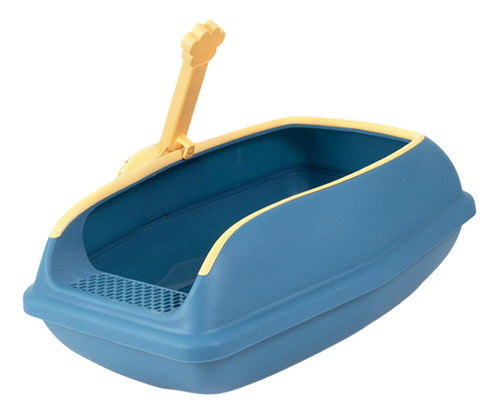 Caja De Arena Para Gatos, Orinal Portátil Con Lado L Azul