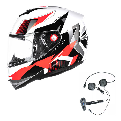 Capacete Masculino Moto Peels Icon Action Branco Smart Trip