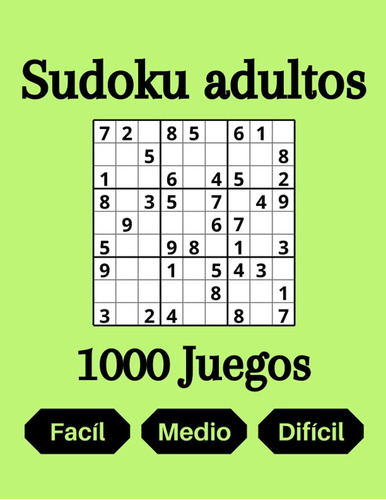 Libro: Sudoku Adultos 1000 Juegos, Facíl, Medio, Difícil