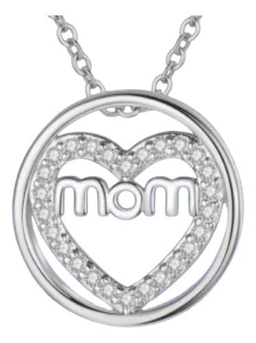 Collar Mamá Corazón Mom En Anillo Ring Piedras Calidad