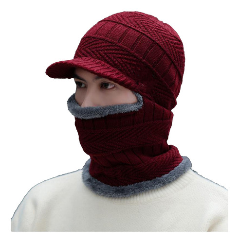 Gorro Tejido Unisex Pasamontañas De Lana Afelpado Invierno