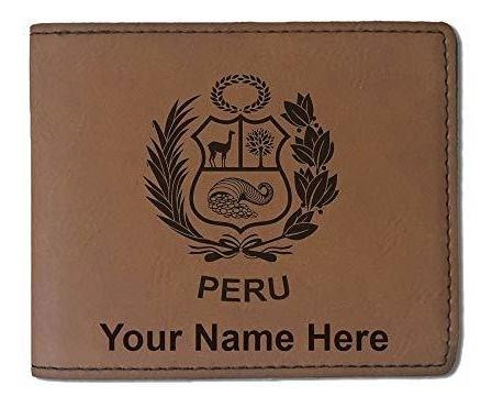 Cartera De Cuero Faux, Hecho En Perú, Grabado Vrlbp