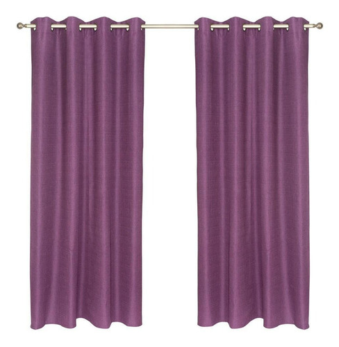 Set Cortina Blackout Térmico 140x220 Cm - Morado