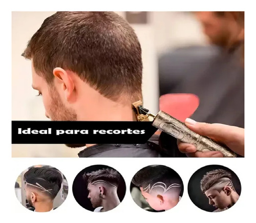 Maquina Corta Pelo Patillera Barba Recargable Trimmer T9 Dorado Oscuro
