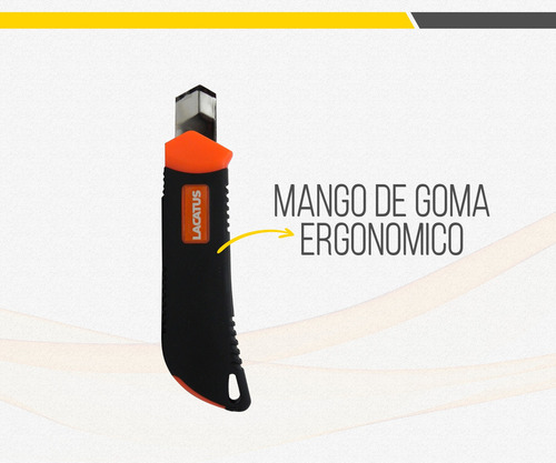 Cutter Trincheta Retractil Guia Metalica 18mm Mango Goma
