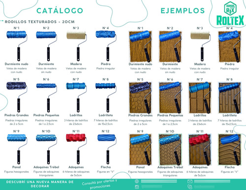 Rodillo Texturado Roltex 20cm Ladrillo Flecha V Para Cemento