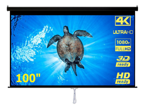 Pantalla Manual Negra Para Proyector 100'' Pulgadas, Hd 16:9