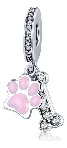 I Love My Dog Paw Puppy Bone Cuentas Originales De Plata De 