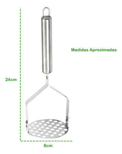 Amassador Batatas Legumes Feijão Aço Inox Cabo Reforçado