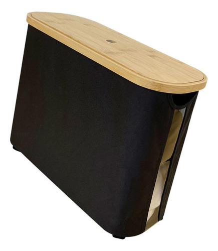 A Organizador De Papel Higiênico Em Bambu Com Design Preto