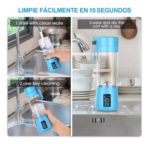 Mini Licuadora Portátil Recargable Usb Vaso Jugos Licuados Morado