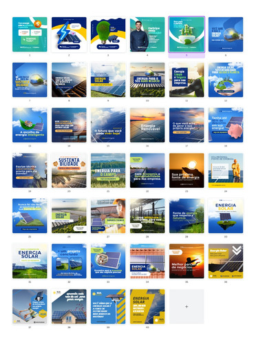 Pack Com 40 Artes De Energia Solar 100% Editável No Canva