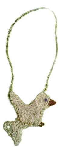 Collar Crochet Paloma Tejido En Hilo De Seda Y Alambre Fino