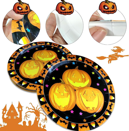 Ginfonr 20 Piezas Decoración De Halloween Plato De Papel Par