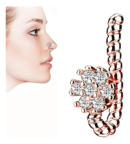 Anillos De Nariz Falsos 18g Aro Clip En La Nariz Oro Rosa