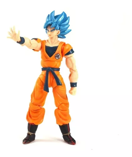 Boneco Goku Blue Azul Dragon Ball Articulado