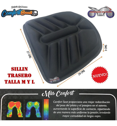 Imagen 3 de 8 de Cojin Moto Kit 2 Piezas Comodo Practico Ajustable Universal