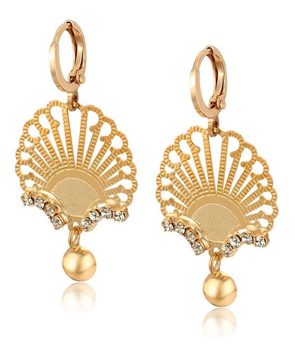 Aretes Colgantes Oro 18k Lam Coral Swarovski Calidad Premium