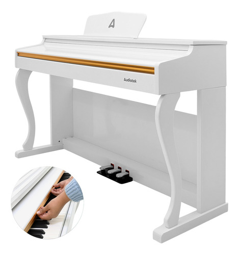 Piano Digital 88 Teclas Teclado Electrico 15v 3a 900 Ritmos Color Blanco