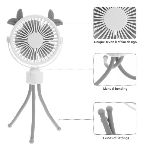 Ventilador De Cochecito Portátil Con Trípode Flexible Para A