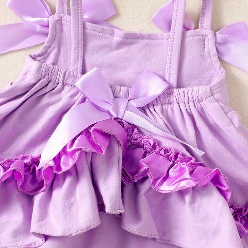 Vestido De Tirantes Lindo Para Niñas Color Macaron Con Moño